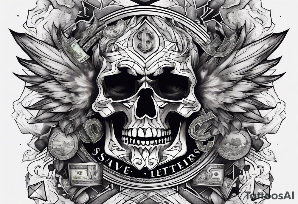 Savage letters smoke rising money tattoo idea