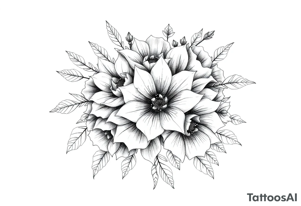 bouquet of flowers tattoo idea