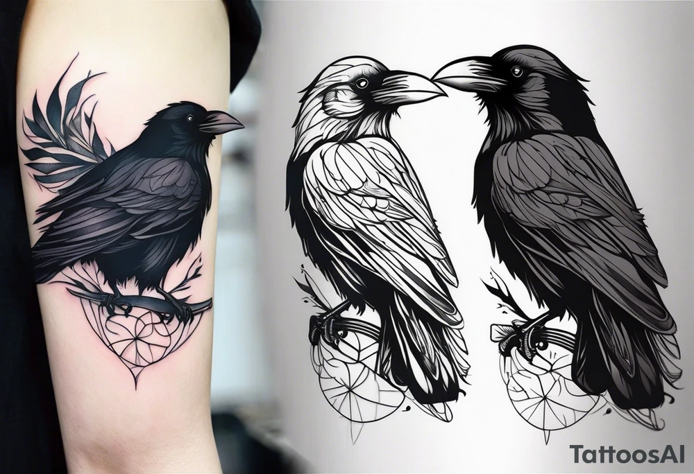 Generate a tattoo of a raven for the forearm tattoo idea