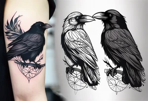 Generate a tattoo of a raven for the forearm tattoo idea