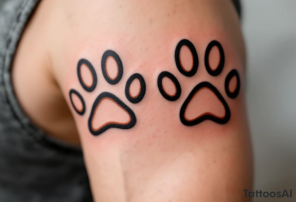 Coordinated matching paw prints in rich brown ink reflect a shared love for pets and loyalty. tattoo idea