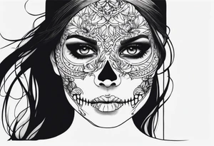 skull open in two half for reveal a girl tattoo idea