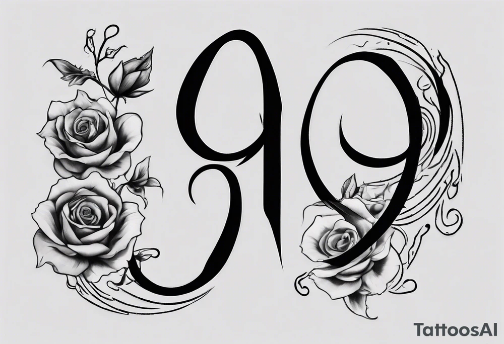 number 9 right side up and upside down connected tattoo black and grey on inside forearm 9:16 aspect ratio tattoo idea