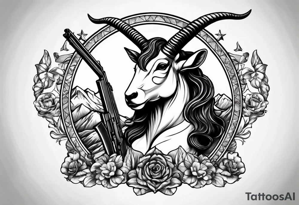 capricorn with sunglasses and shotgun tattoo idea
