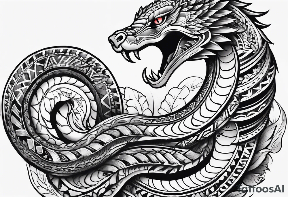 aztec snake sleeve tattoo idea