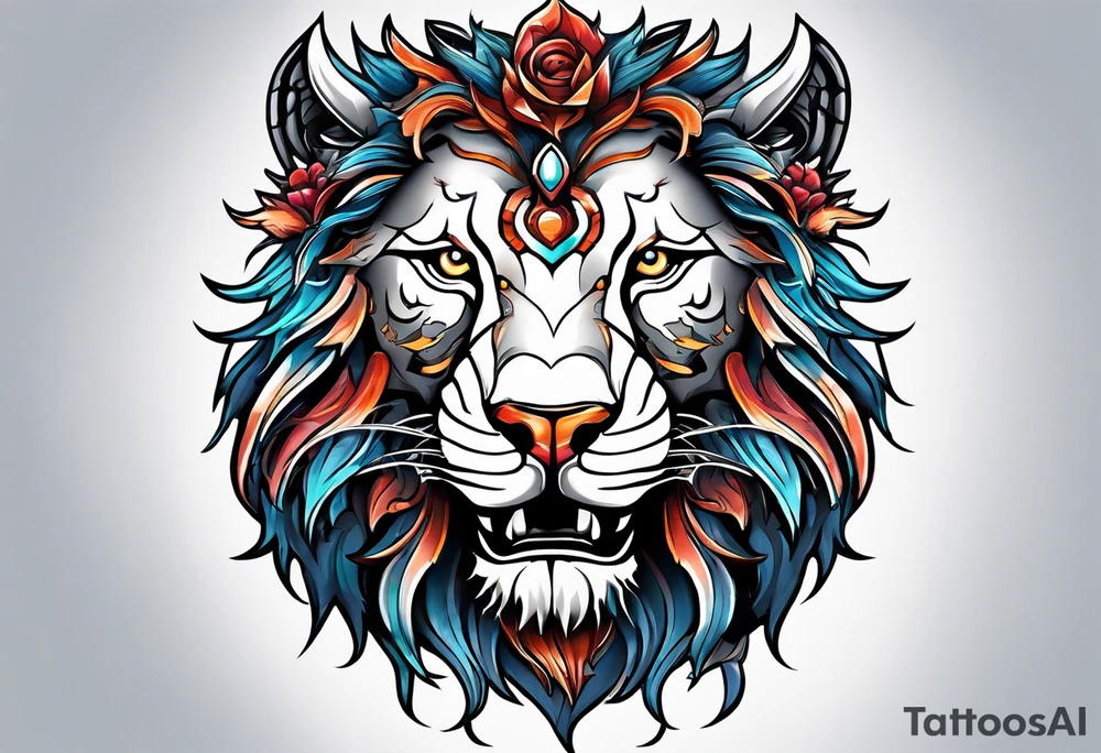 AI Tech, Lion, Horse, Dragon and Wolf, and they can be separate tattoo idea