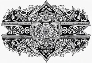men's armband tattoo with a lot of black color and slavic ornaments tattoo idea