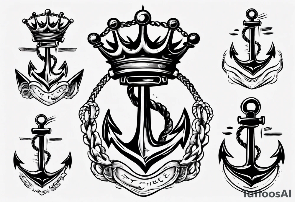 Anchor with a crown on top tattoo idea