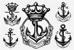 Anchor with a crown on top tattoo idea