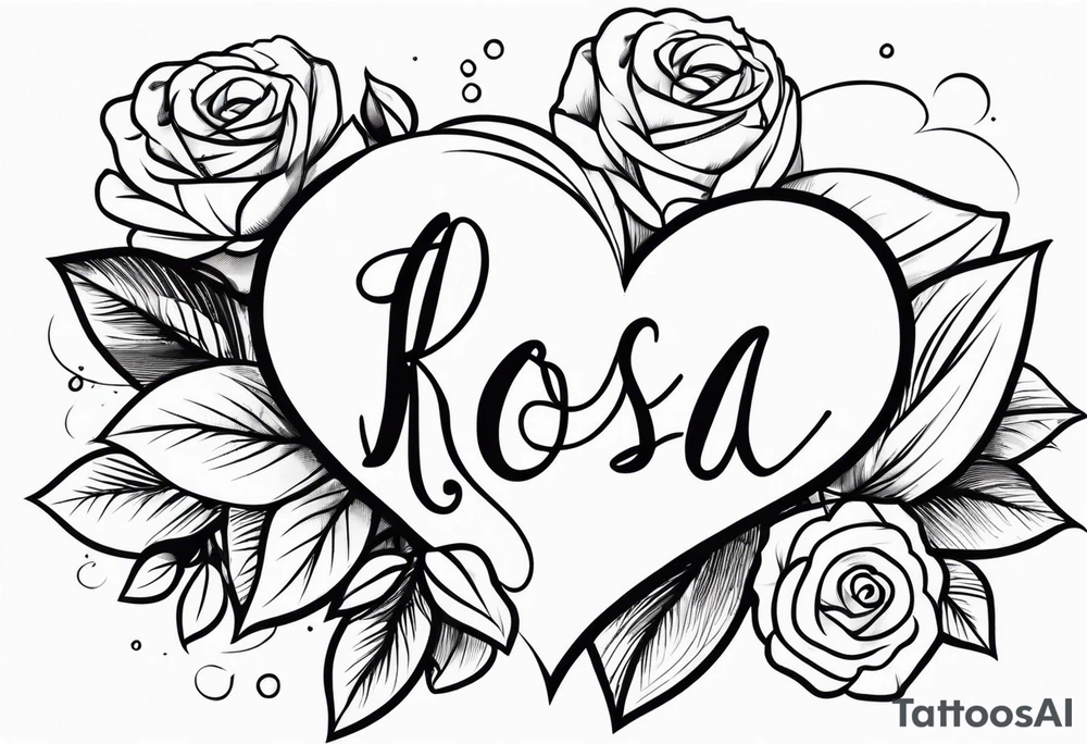 name Rosa  with heart tattoo idea