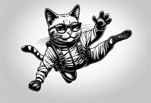 funny cat skydiving tattoo idea