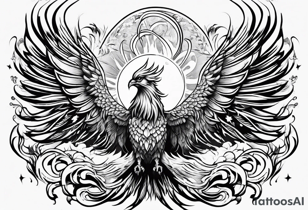 Phoenix and a sun tattoo idea