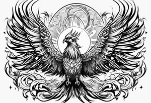 Phoenix and a sun tattoo idea