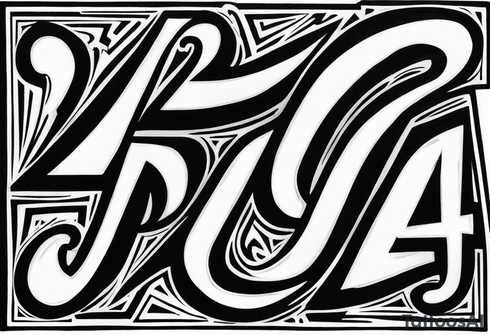 Asymmetrical flip script batch of letters in graffiti and calligraphy styles. I want a B that can be doubled as an upside-down S. I want R and E, A and N, N and A, D and H, Y and S tattoo idea