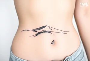 Landscape of sand dune (like in the north of France) in a minimalist style. We have to see the sea in the background tattoo idea