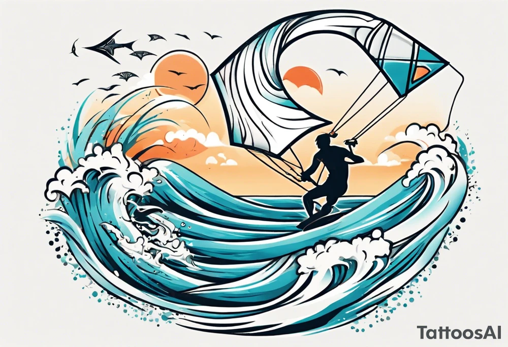 Kitesurfing kite in the sea tattoo idea