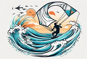 Kitesurfing kite in the sea tattoo idea