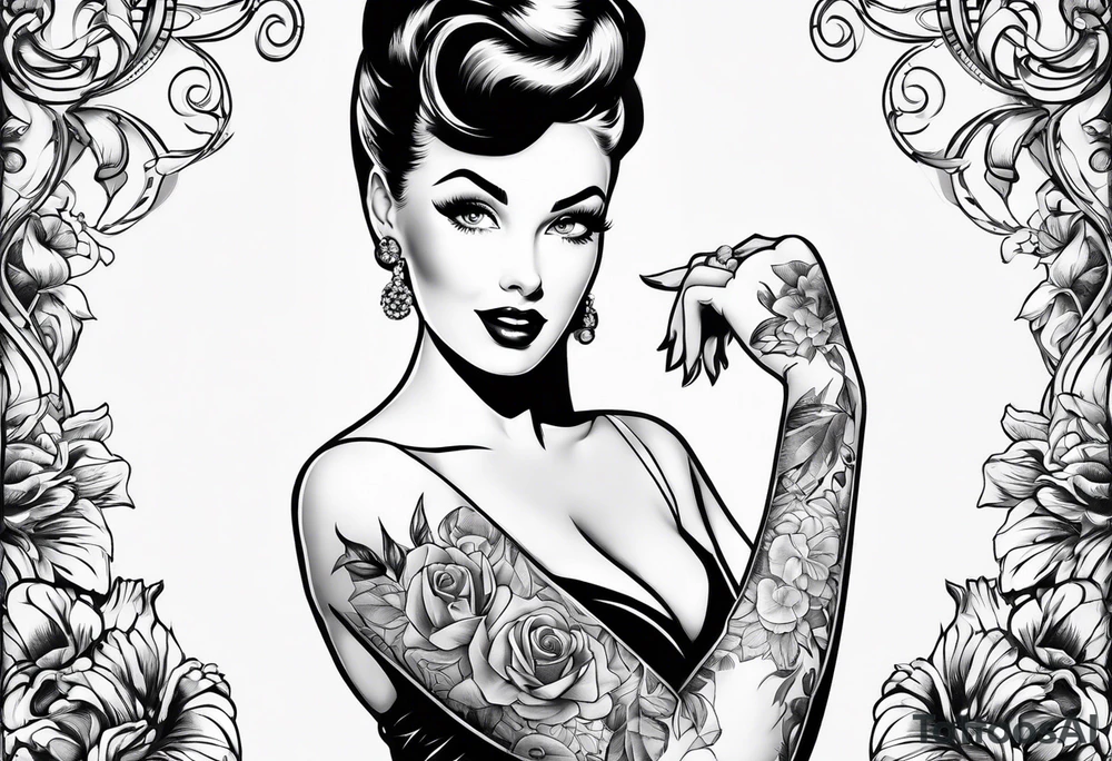 A tribute to 1950s pinup fashion tattoo idea