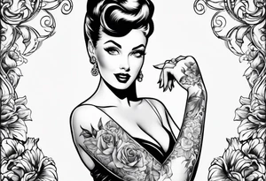 A tribute to 1950s pinup fashion tattoo idea