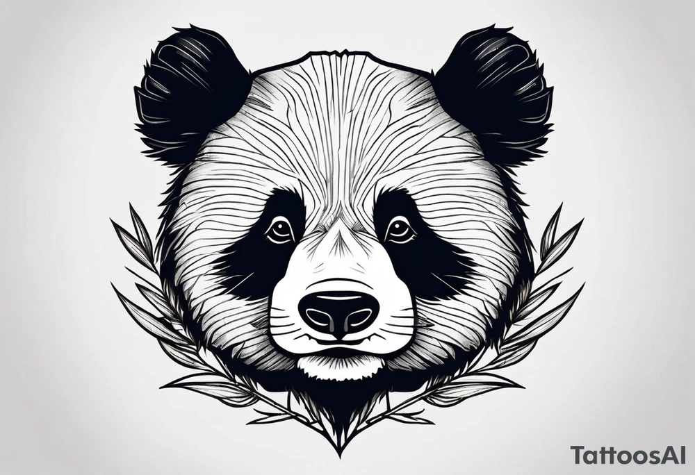 Cute panda only face with bamboo tattoo idea
