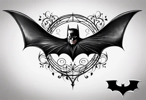 Small Batman symbol with 5 butterflies intertwined around it for a forearm tattoo tattoo idea