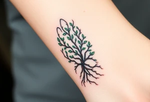 A fingerprint formed by tiny, intricate vines in shades of emerald green and deep brown, representing natural growth and deep roots tattoo idea