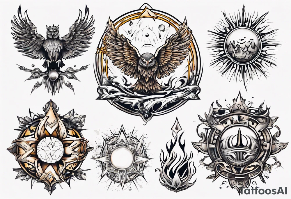 symbol eines Kriegers Wasser Eule Sonne 
Sapere Aude tattoo idea