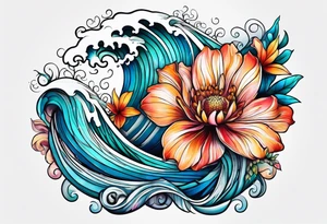 sea, flower tattoo idea