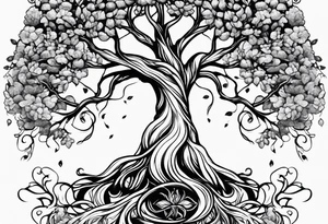 Feminine Yggdrasil tree tattoo idea