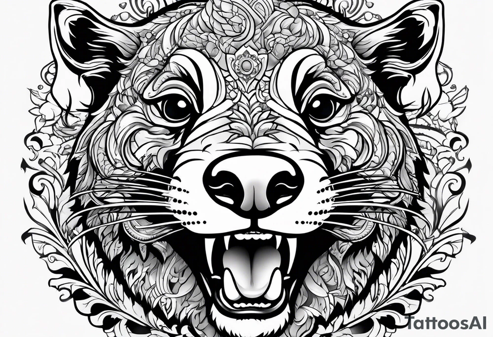 badger mouth open tattoo idea