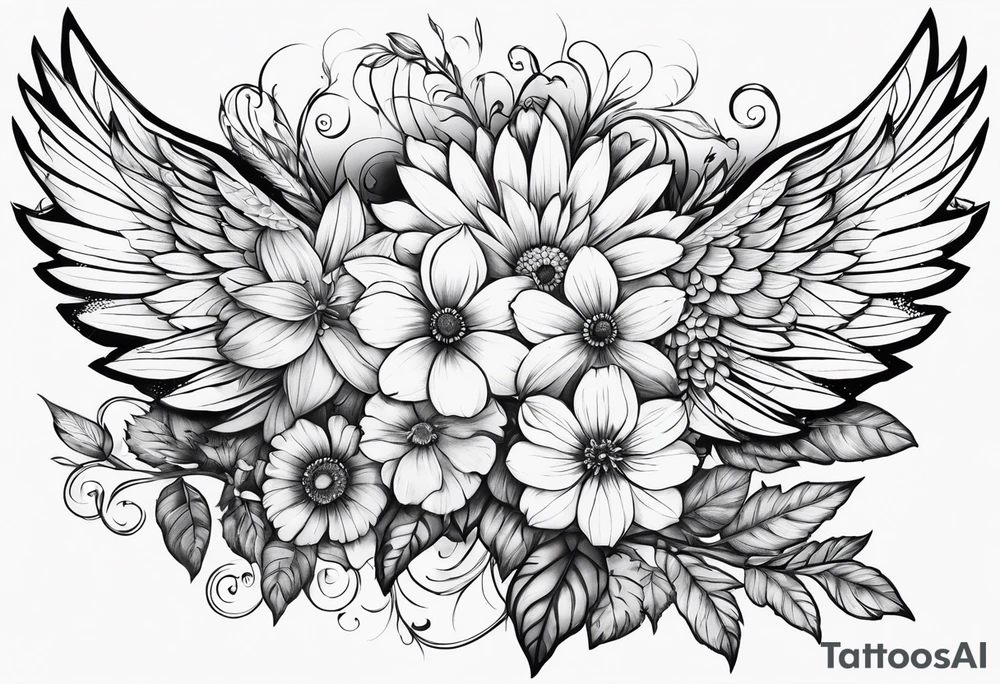 wing, flower, tattoo idea