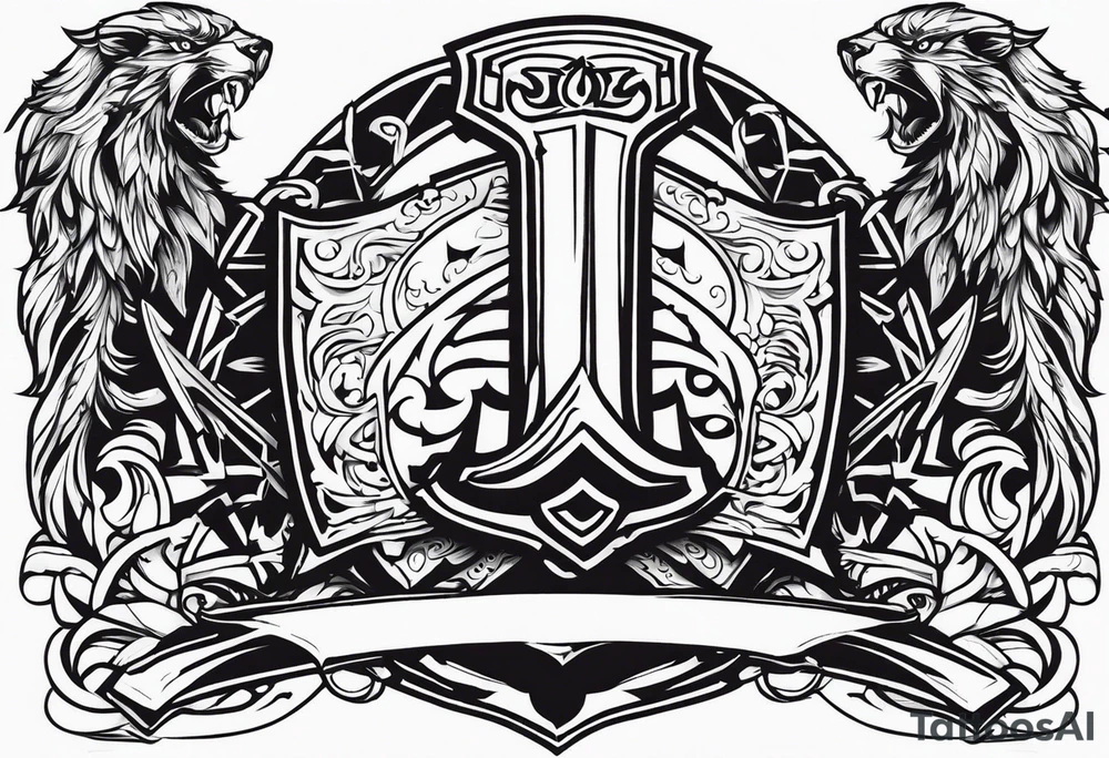 Valhalla Stairs sword shield axe armour tattoo idea