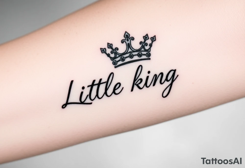 Little King written, crown, cursive tattoo idea