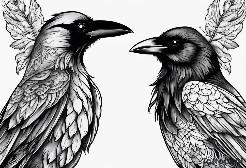 small whimsical raven tattoo idea