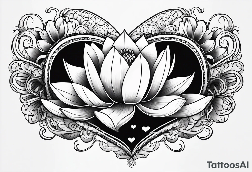 heart with lotus flower tattoo idea
