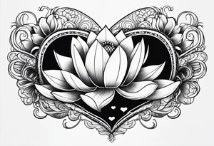 heart with lotus flower tattoo idea