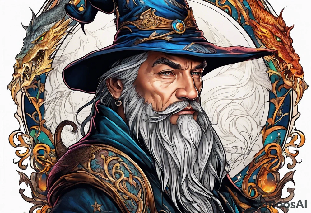 Wizard with dragon tattoo idea