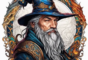 Wizard with dragon tattoo idea