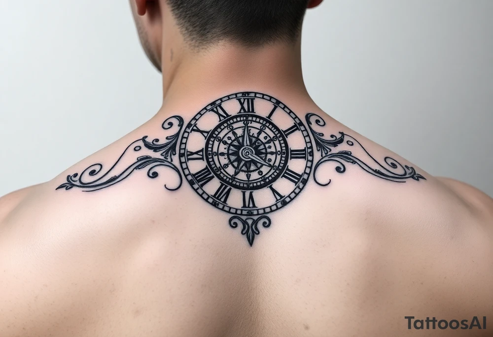 vintage roman numerals within ornate clockwork mechanism tattoo idea