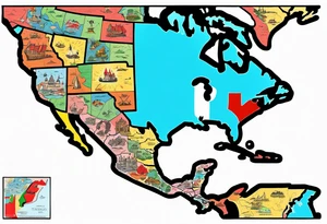 Merger of Trinidad & Tobago and Canada maps tattoo idea