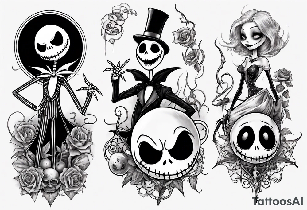 jack skellington and 
zero tattoo idea