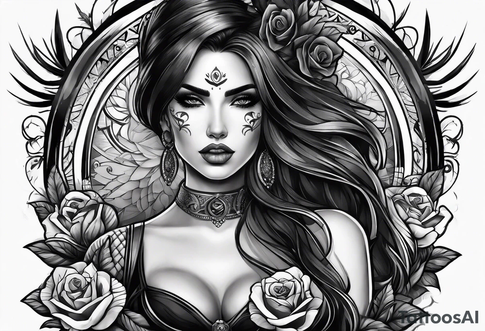 caveira e mulher tattoo idea