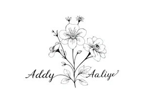 mother of 3 girls flowers names in stem Addy, Alizah, Aaliyah tattoo idea