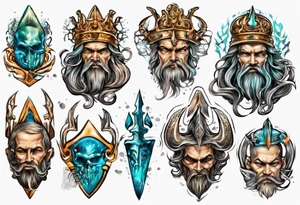 Atlantis king with trident tattoo idea