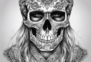 black and white skeleton tattoo idea