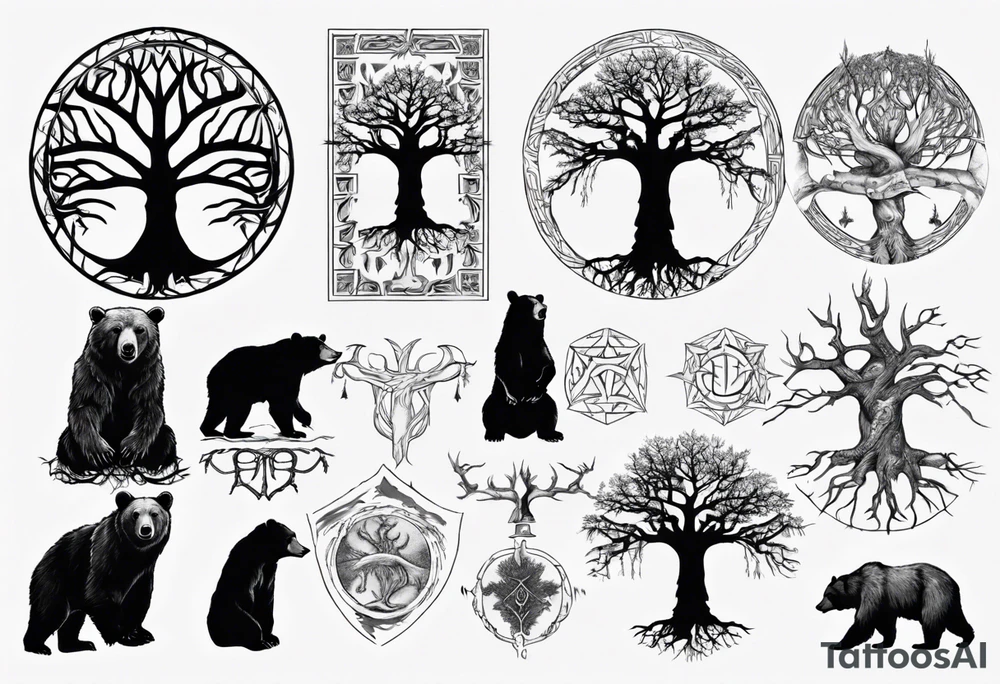 Gondor, Yggdrasil, bears tattoo idea