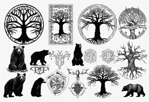 Gondor, Yggdrasil, bears tattoo idea