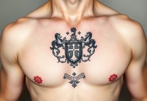 Powerful mideval Irish family crest for Smith. Full chest tattoo tattoo idea