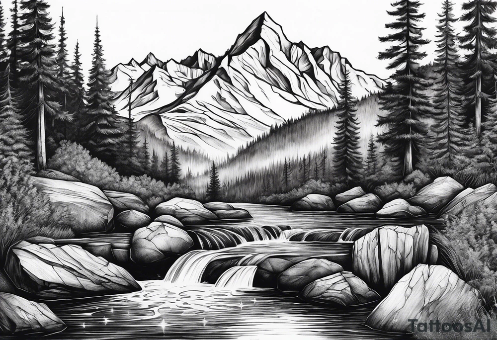 mountains, nature, stars, cross, waterfall, water tattoo idea mountains, nature, stars, cross, waterfall, water tattoo idea