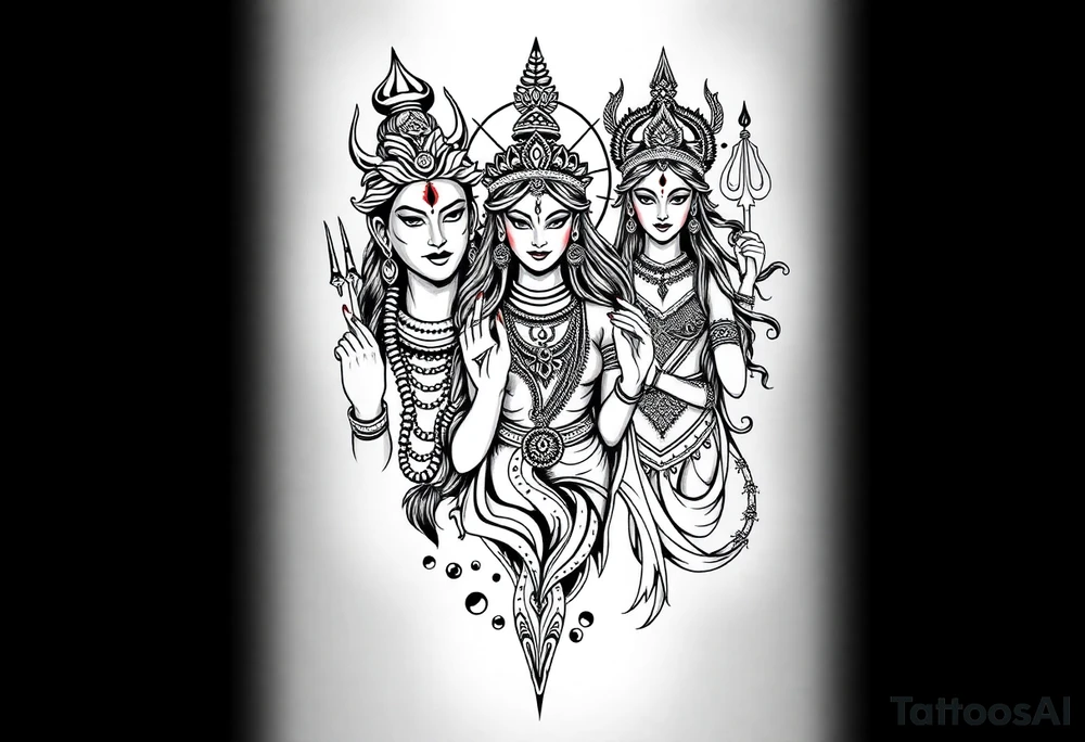 Lord Shiva, Godess Kali, Godess Lilith Together tattoo idea